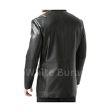 Men’s Black Two-Button Leather Blazer