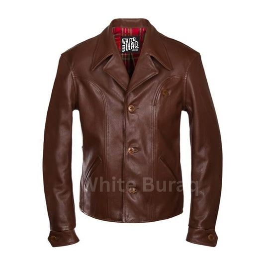 Brown Classic Goatskin Leather Jacket – Elegant Everyday Luxury