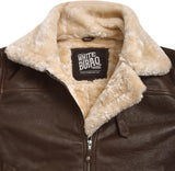 Unisex B-3 sheepskin bomber jacket, collar detail