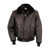 Brown leather jacket with fur collar