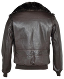 Brown leather jacket with fur collar