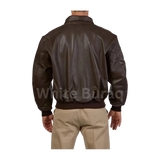 Brown leather jacket worn by a person