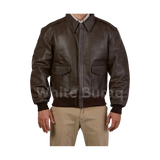 Brown leather jacket worn by a person