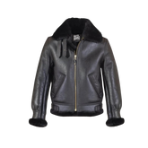 Black leather jacket with fur collar