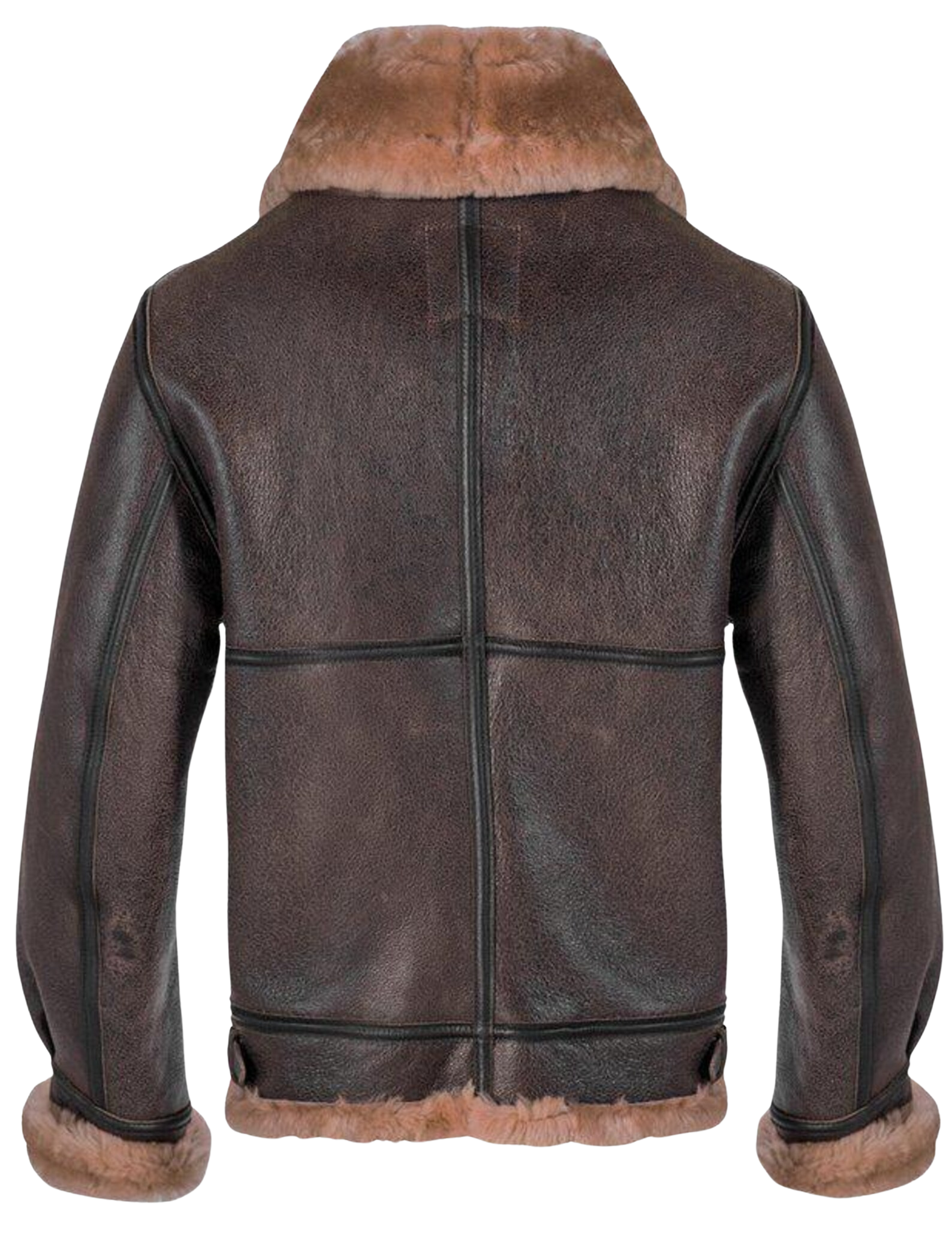 Brown leather jacket with fur lining