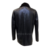 Black leather jacket with snake skin pattern