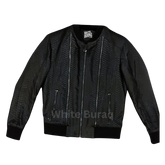 Black textured jacket with brand logo