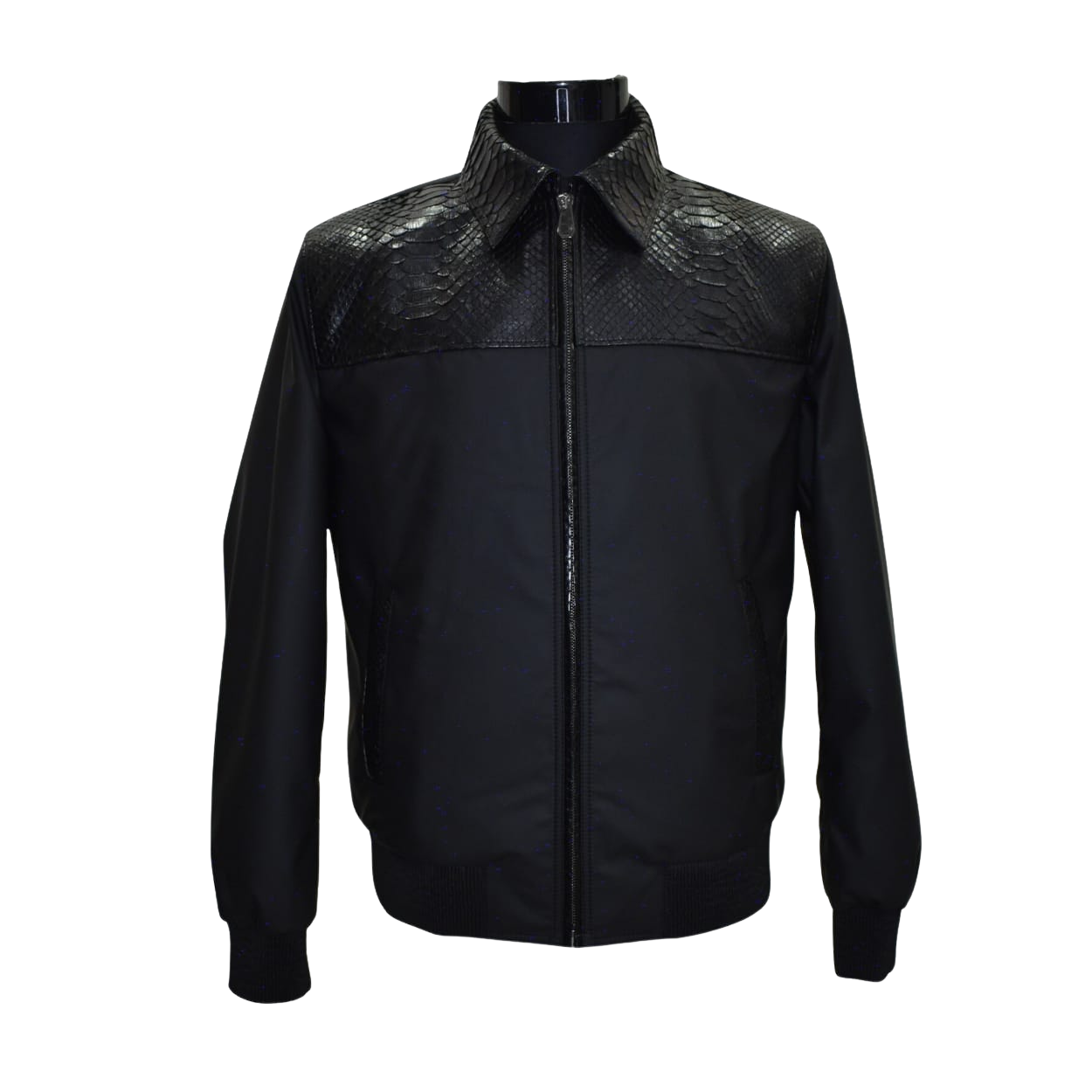 Black jacket with textured shoulder panels