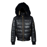 Black Leather Puffer Jacket