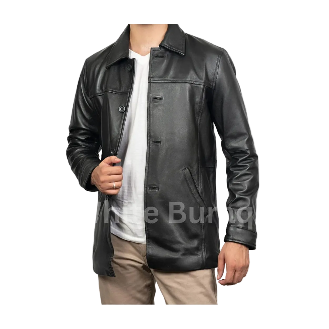 Black Men’s Lambskin Leather Car Coat