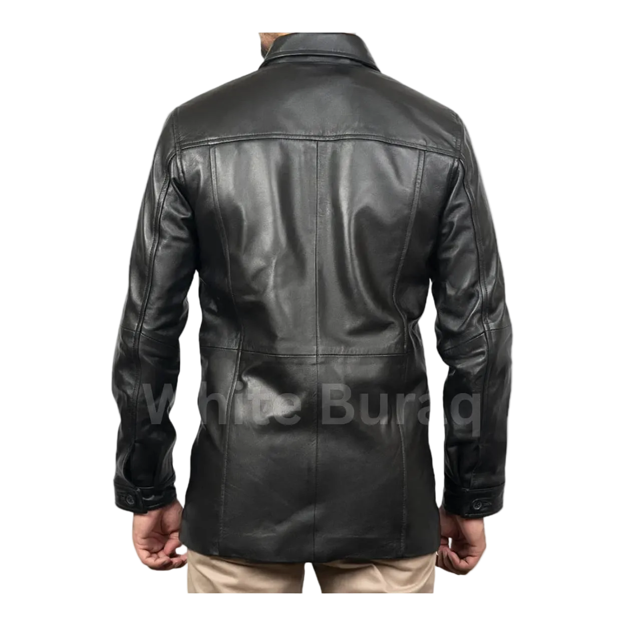 Black Men’s Lambskin Leather Car Coat