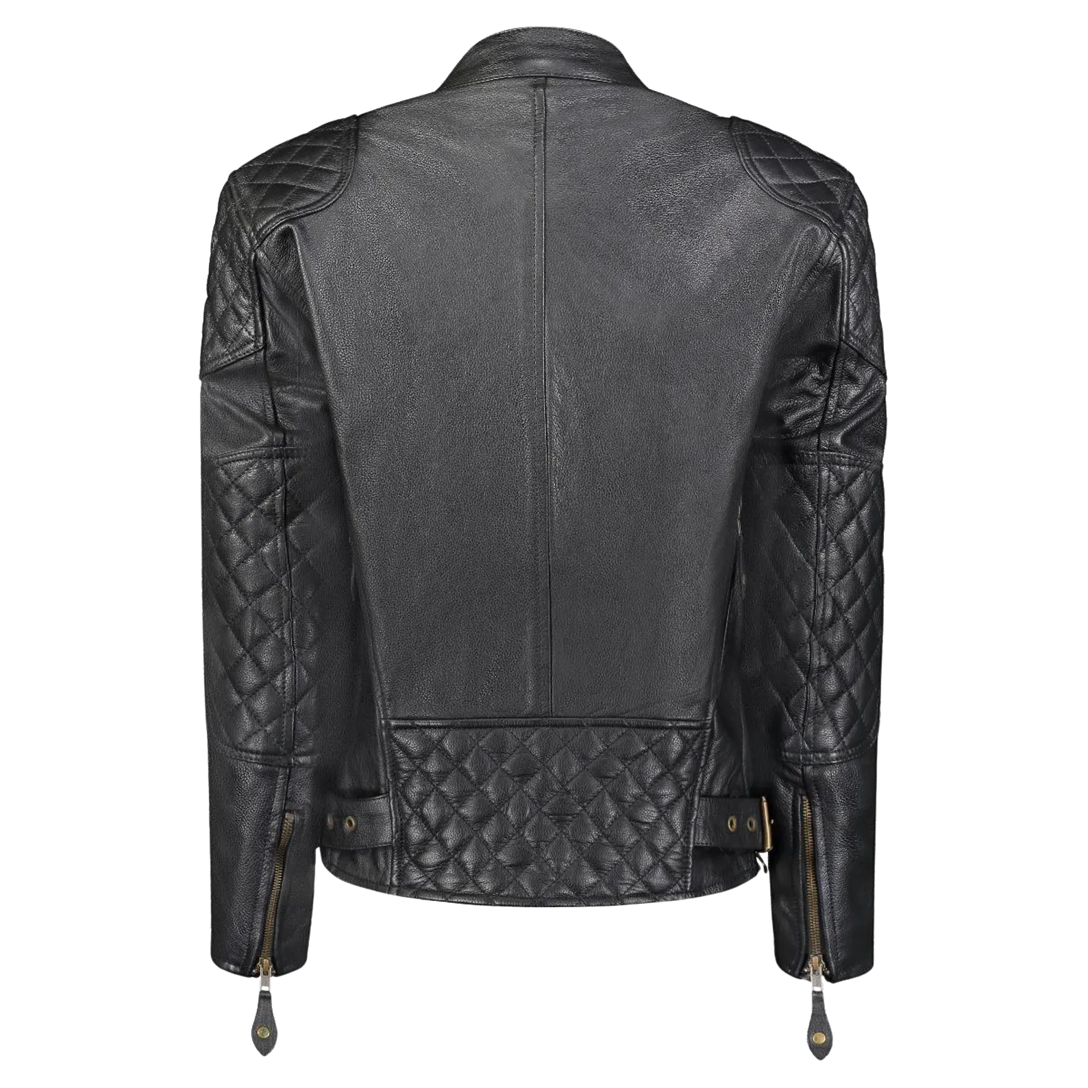 Black leather jacket with quilted design
