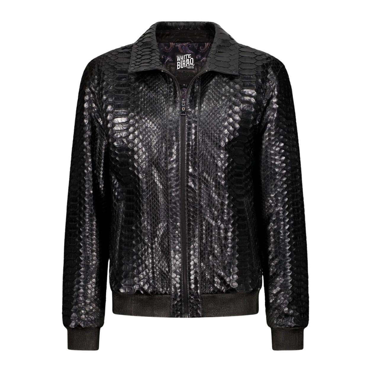Black sequin jacket with a brand logo