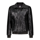 Black sequin jacket with a brand logo