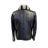 Black leather jacket with snake skin pattern