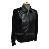 Black leather jacket on a mannequin
