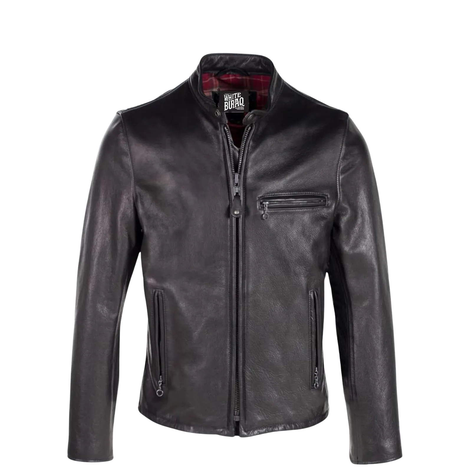 Black leather jacket with zippers
