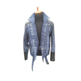 Blue Biker Python Leather Jacket