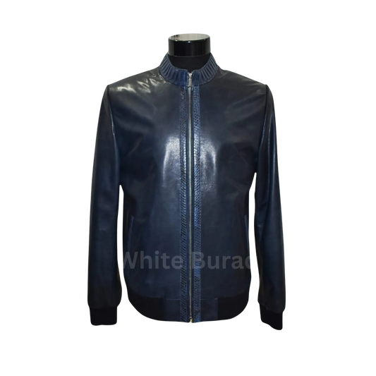 Black leather jacket on a mannequin