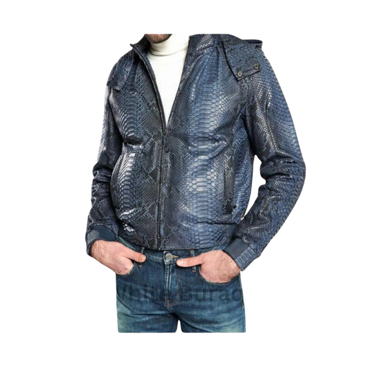 Blue textured jacket worn by a person