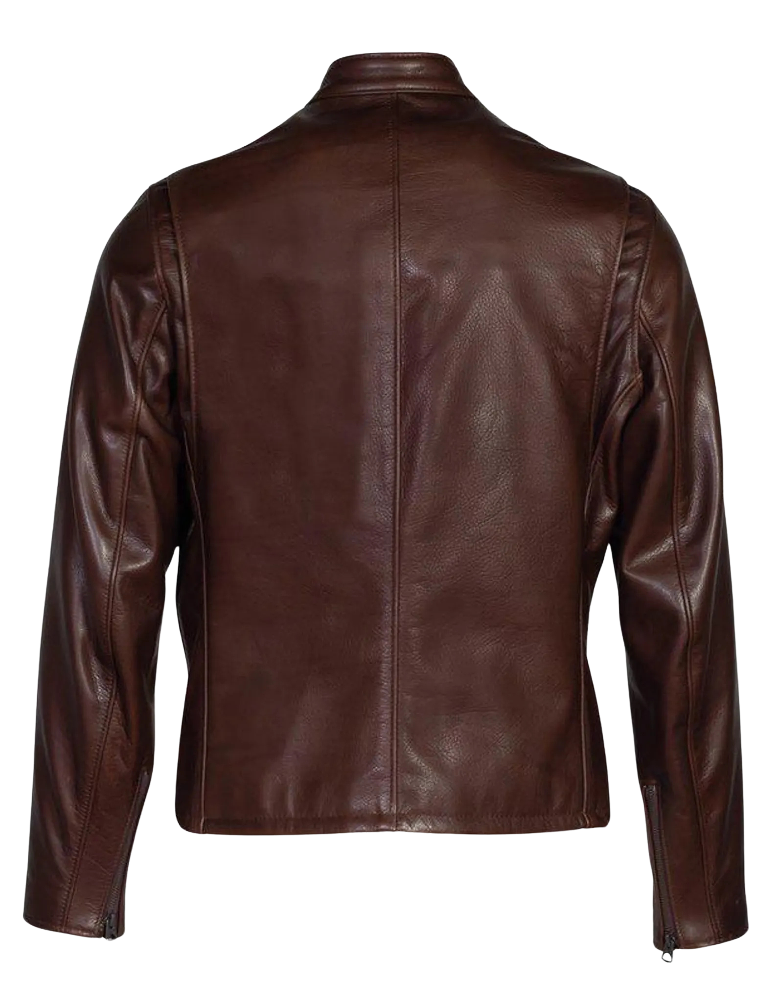 Brown leather jacket with quilted patterns