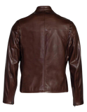 Brown leather jacket with quilted patterns