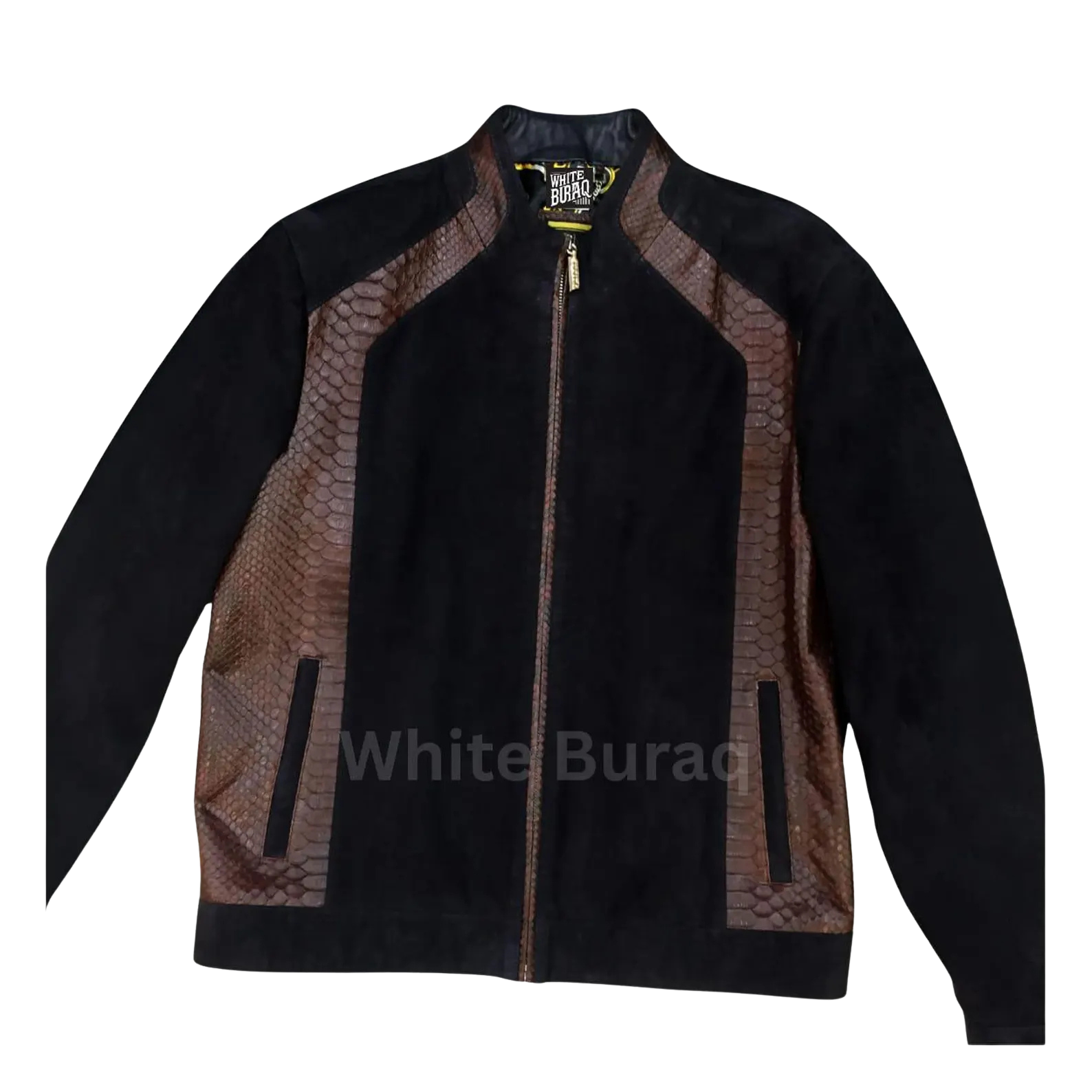 Black jacket with brown pattern