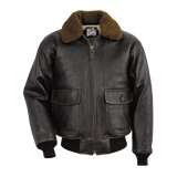 Brown leather jacket with brown fur collar