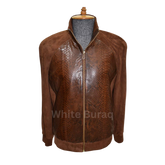 Brown leather jacket on a mannequin