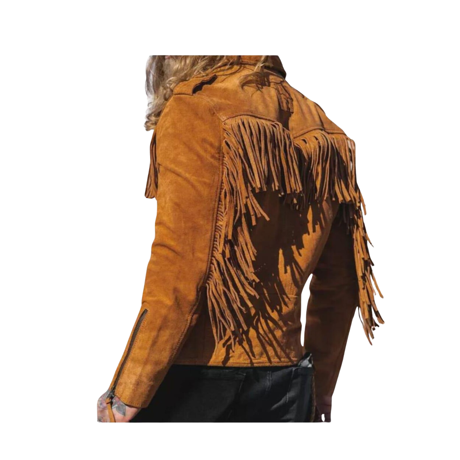 Brown suede jacket with fringes