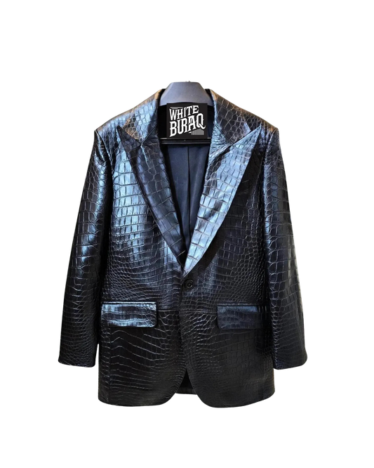 Black crocodile-patterned blazer
