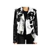 Black and white cow print jacket
