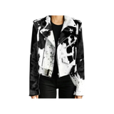 Black and white cow print jacket
