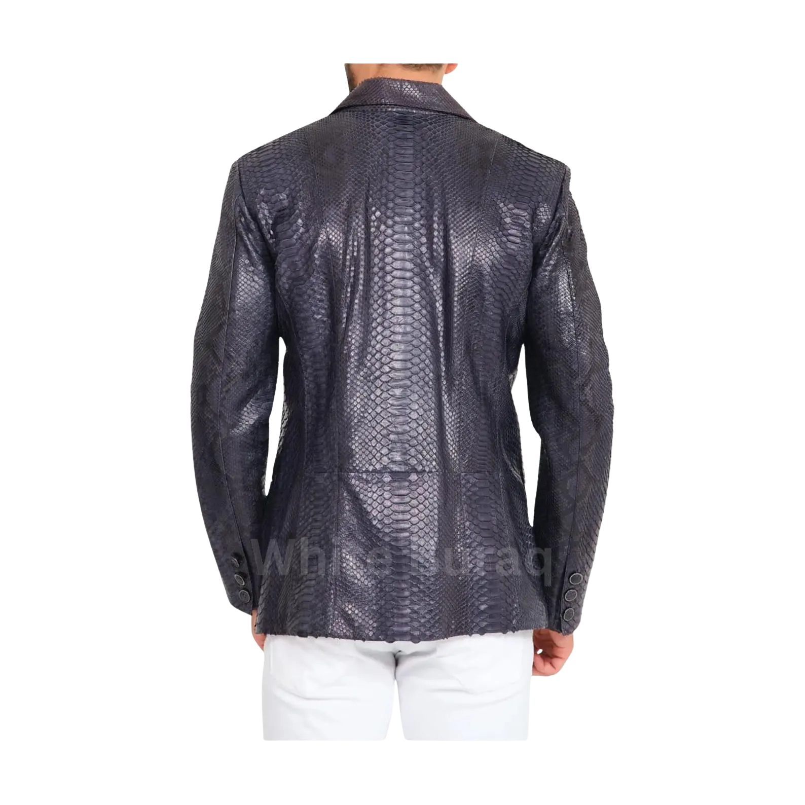 Black textured jacket worn by a person