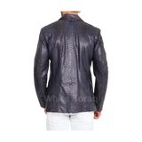 Black textured jacket worn by a person