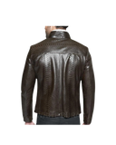 Brown leather jacket with snake skin pattern
