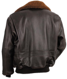 Brown leather jacket with brown fur collar
