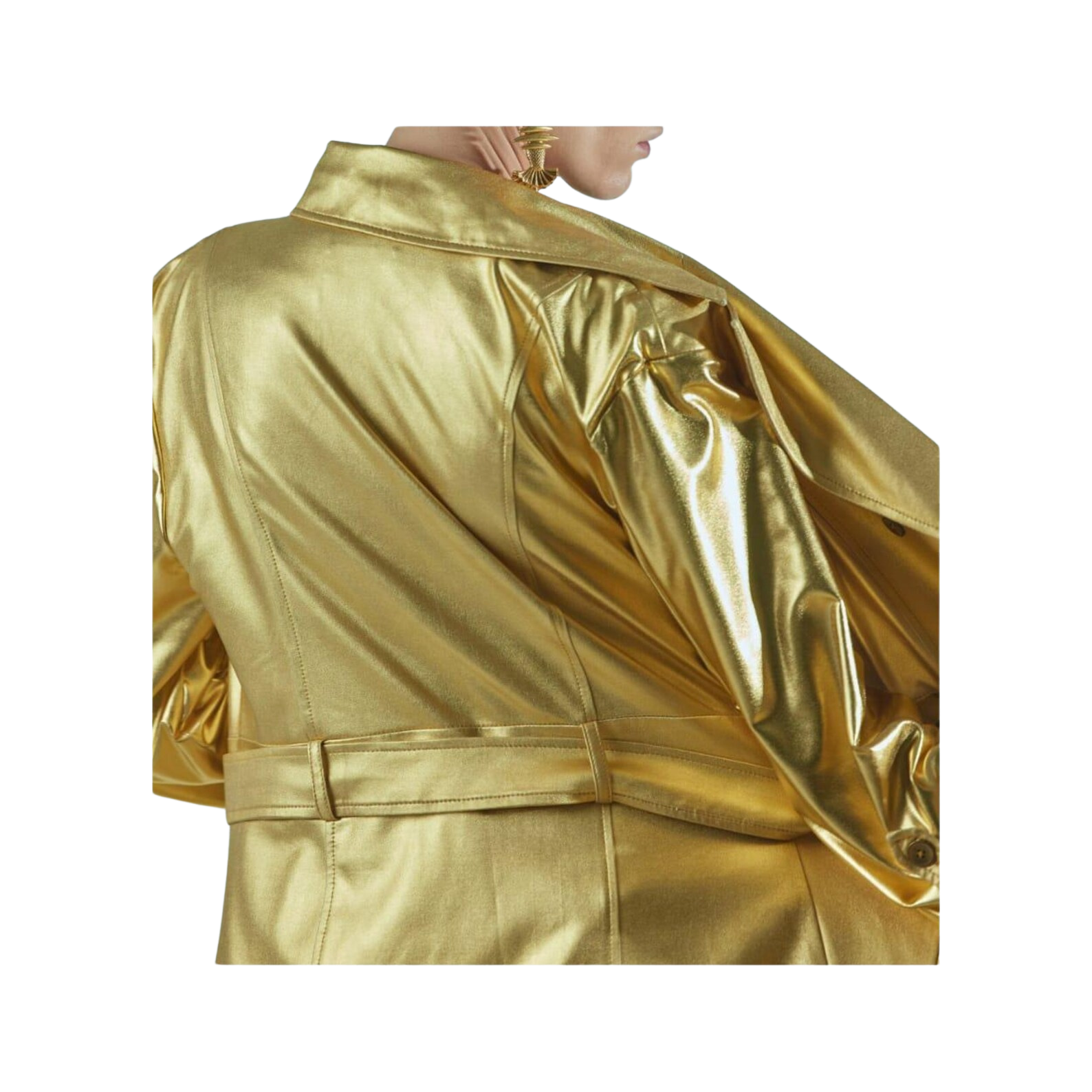Gold metallic trench coat