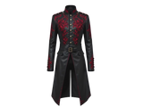 Black leather coat with red embroidery