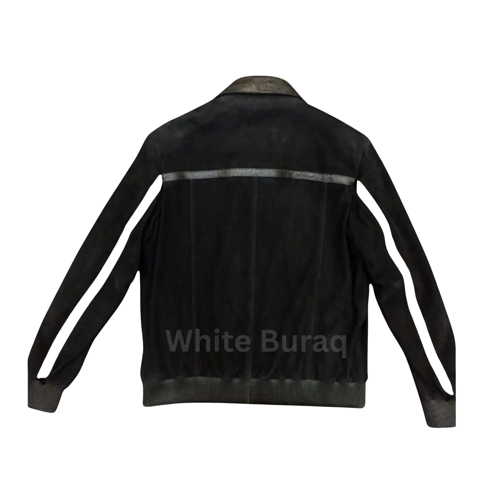 Black jacket with white stripes