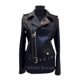 Black Real Python Leather Jacket