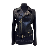 Black Real Python Leather Jacket