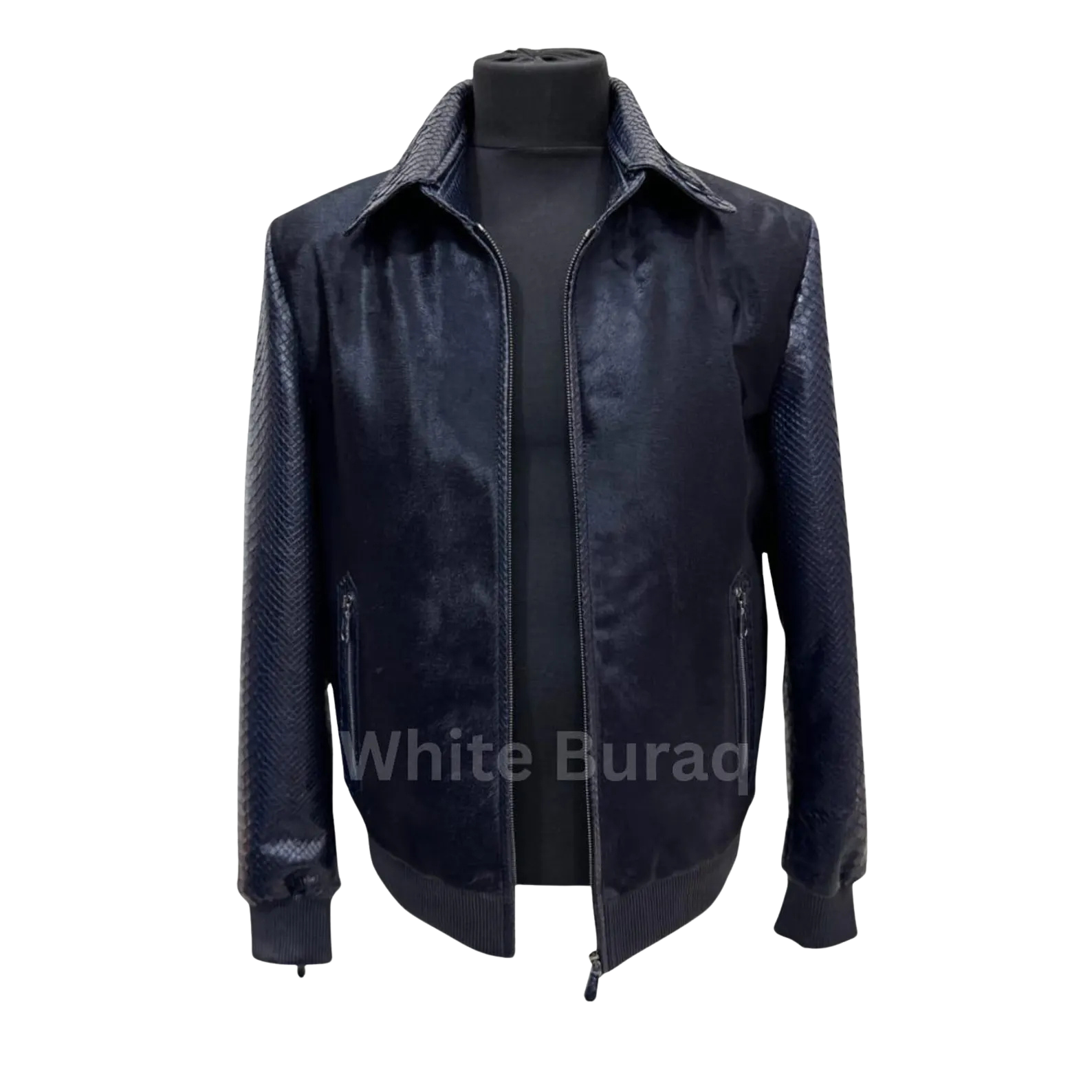 Navy Blue leather jacket