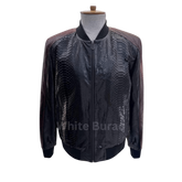 Black textured jacket on a mannequin