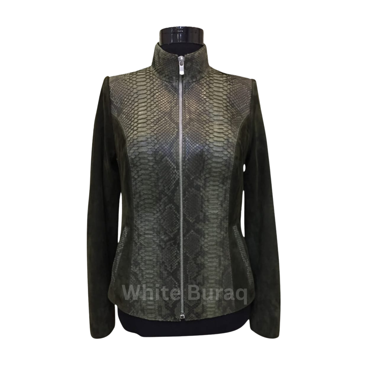 Green Snake Skin Leather Jacket