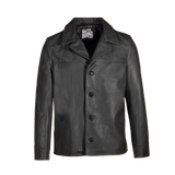 Black leather Coat with a brand label