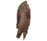 Brown leather bag with fringes