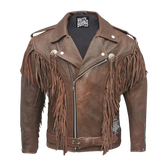 Brown leather jacket with fringes