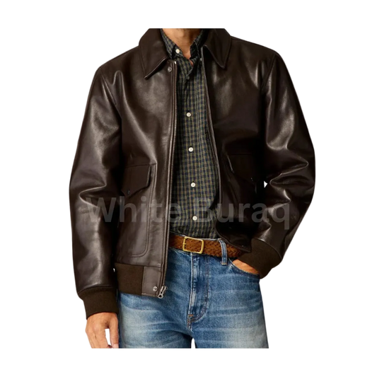 Men’s Aviator A2 Vintage Brown Leather Bomber Jacket