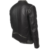 Black leather jacket with studded details
